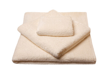 Set of terry white towels isolated on white background.