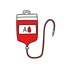 Fototapeta premium blood transfusion bag doodle icon, vector illustration