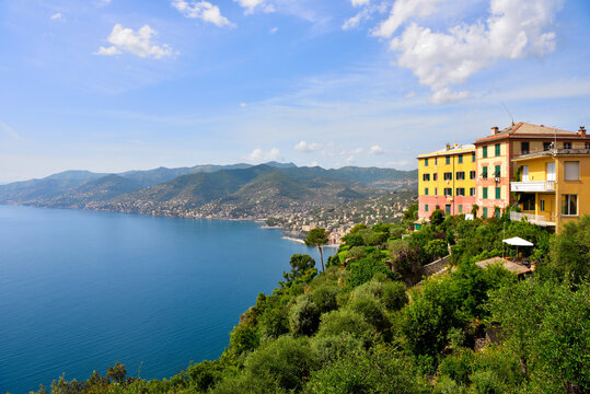 panorama of san rocco camogli, genoa, italy
