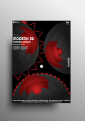 Fototapeta premium Modern 3D abstract poster design with black and red gradients, can be used as a trendy poster, banner, flyer etc. EPS 10 vector