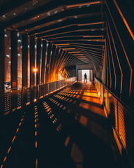 Modern footbridge with shadow lights in Singapore