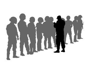 Special police forces arrested demonstrator. Isolated silhouettes of people