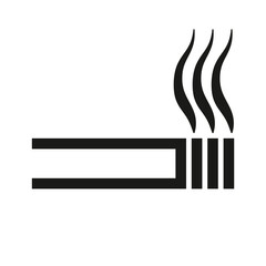 Schematic illustration of a smoking cigarette on a white background.