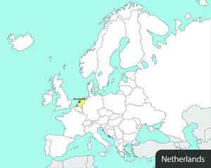 map of European continent, Netherlands or Holland, vector illustration
