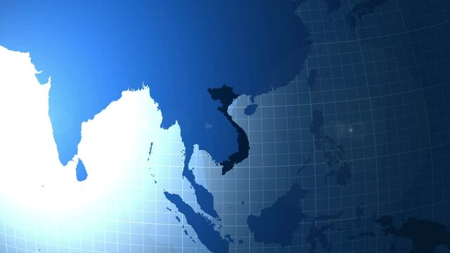 Vietnam. Map of Viet Nam.Zooming into Vietnam on the globe.