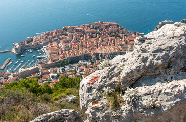 Fototapeta na wymiar A view of Dubrovnik Old Town from Mount Srd