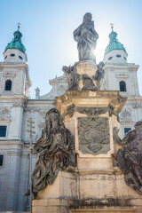Obraz premium Famous Salzburg Cathedral (Salzburger Dom) at Domplatz, Salzburg Land, Austria
