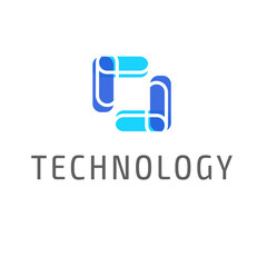 Fototapeta premium Vector image abstract sign, symbol. Design trend. The logo consists of a set of blue elements arranged in a specific order. Logo for business, technology, education, media, digital, it, team, tech.