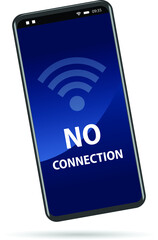no connection, wifi symbol, cell phone screen, vector illustration 