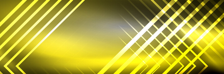 Shiny neon glowing techno lines, hi-tech futuristic abstract background template with square shapes