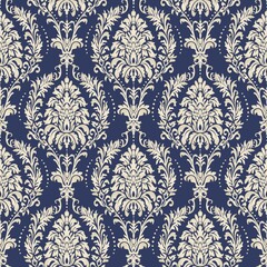 Seamless damask wallpaper. Seamless vintage pattern in Victorian style . Hand drawn floral pattern. Vector illustration