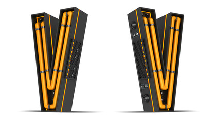 Alphabet Neon light 3d rendering illustration with clipping paths.