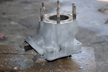 Two-stroke motorcycle engine cylinder block