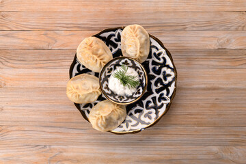 manti steamed with sauce in the national dish