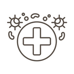 Obraz premium covid19 virus particles and medical cross line style