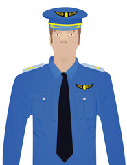 Airplane captain. front view. vector illustration
