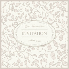 Template greeting card, invitation and advertising banner, brochure with space for text. Vintage Invitation or wedding card with poppies. Hand drawn floral pattern. Vector