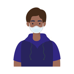 Man avatar with medical mask vector design
