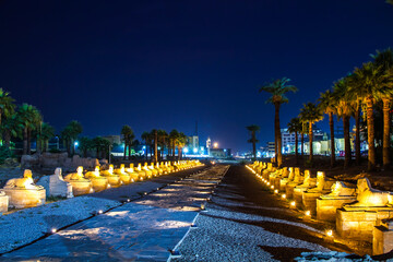 Ancient Luxor temple at sunset, UNESCO World Heritage site, Luxor, Egypt.
