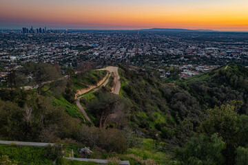 Panoramic view of Los Angeles from Observatory at sunset