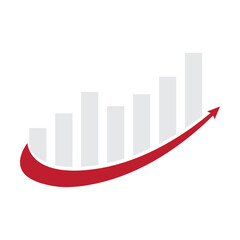 business graph with red arrow