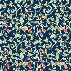 Seamless  floral wallpaper. Seamless vintage pattern in Victorian style . Hand drawn floral pattern. Vector illustration