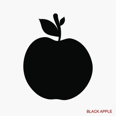 Apple fruit food logo with leaf leaves black icon sign tattoo Modern cartoon design style Fashion print clothes apparel greeting invitation card banner badge book poster flyer website Vector