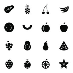 Fruits icon set. Simple fruits solid icon sign, vector illustration.