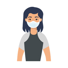 Woman avatar with medical mask vector design