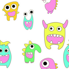 seamless pattern with monsters vector illustration