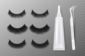 False eyelashes and professional tools