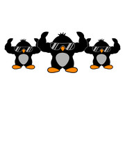 3 lustige Pinguine Musulös Vogel heiß hübsch 