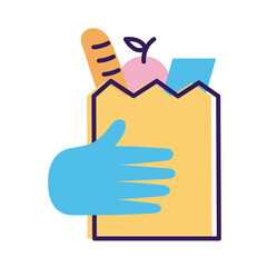 groceries in paper bag delivery service line and fill style