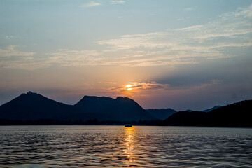 Fateh Sagar lake during Sunset