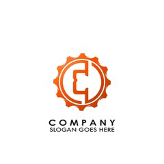 Obraz premium Letter E Logo. Modern Techno Gear Initial Logo Template Design