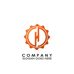 Letter H Logo. Modern Techno Gear Initial Logo Template Design