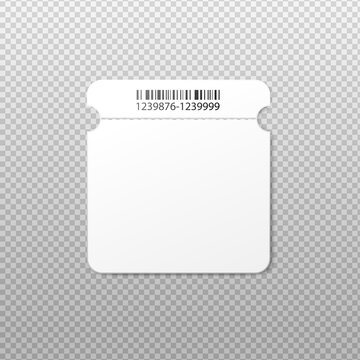 Blank Isolated Ticket Template With Rounded Square Shape And Barcode