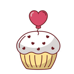 Muffin with heart balloon vector design