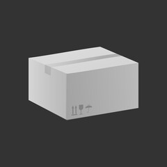 White delivery box in three sides view, realistic vector illustration isolated.