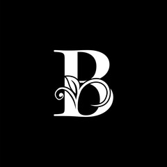 Luxury Letter B Floral Leaf Logo Icon, Classy monogram vector design concept for brand identity