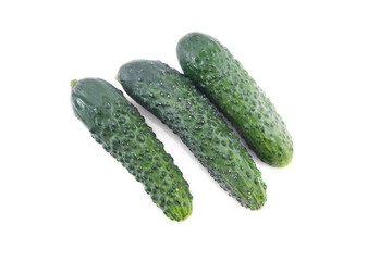 fresh cucumbers on white background