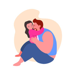 Fathers Day greeting card. Bright flat style picture for blogs and social media, greeting cards, prints, posters. Flat vector illustration