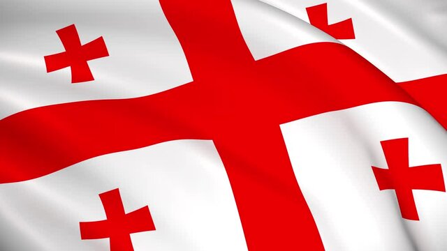 Georgia National Flag - 4K seamless loop animation of the Georgian flag. Highly detailed realistic 3D rendering