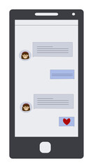 Vector vertical illustration chat on the phone.