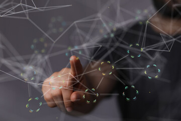 connection binary code interface digital touch