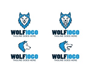 Wolf Abstract template set logo design. simple flat style.