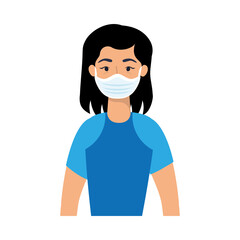 Woman avatar with medical mask vector design