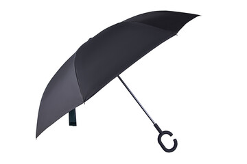 Large Black umbrella on white background isolated