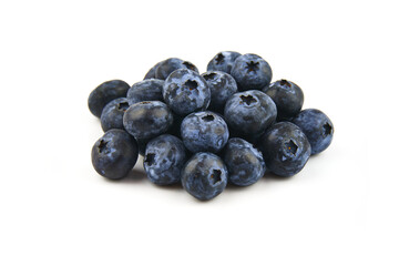 Group of fresh blueberries isolated on white background.