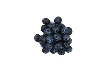 Group of fresh blueberries isolated on white background. Heap of blueberries on white